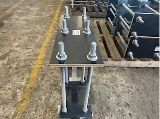 Top-down view of a bolt template with the precise hold-down bolt pattern locked in